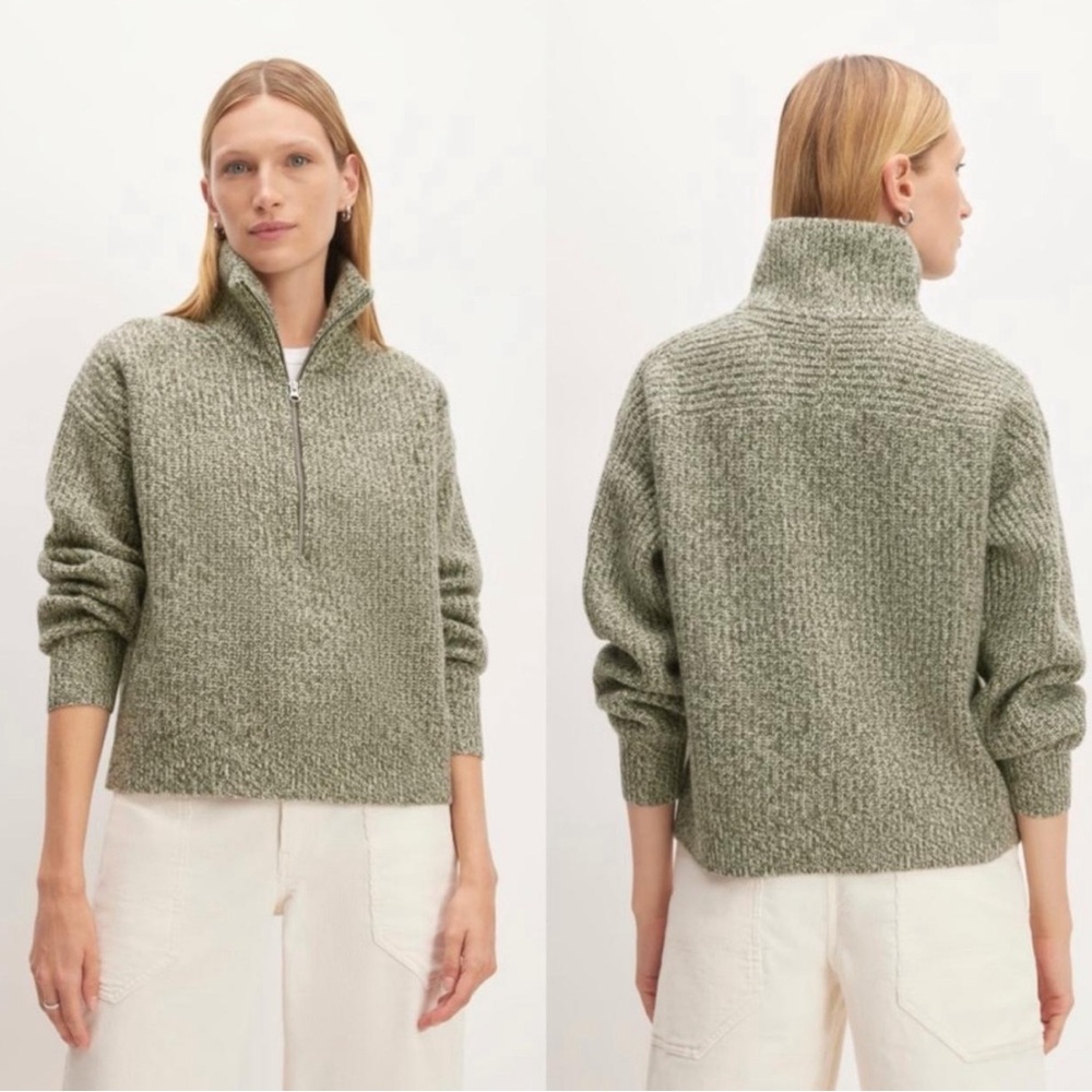 Everlane Merino 100% Wool Cropped Half-Zip Sweater